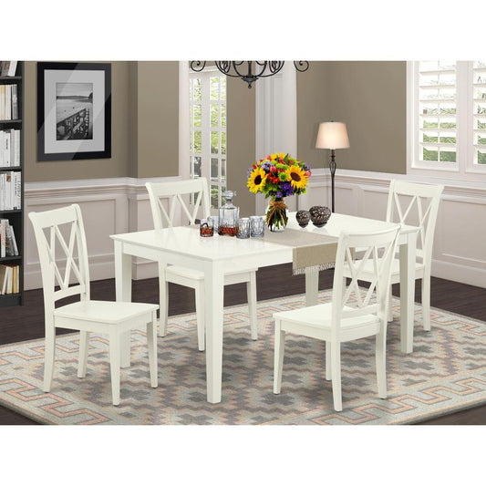 Dining Room Set Linen White CACL5-LWH-W By East West Furniture | Dining Sets | Modishstore