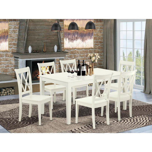 Dining Room Set Linen White CACL7-LWH-W By East West Furniture | Dining Sets | Modishstore