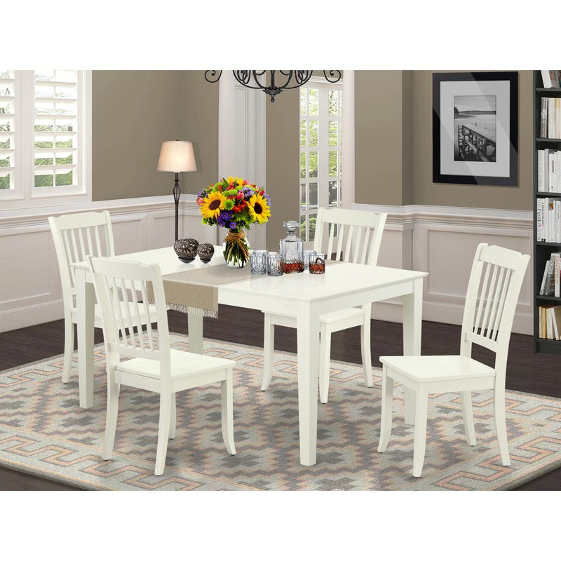 Dining Room Set Linen White CADA5-LWH-W By East West Furniture | Dining Sets | Modishstore