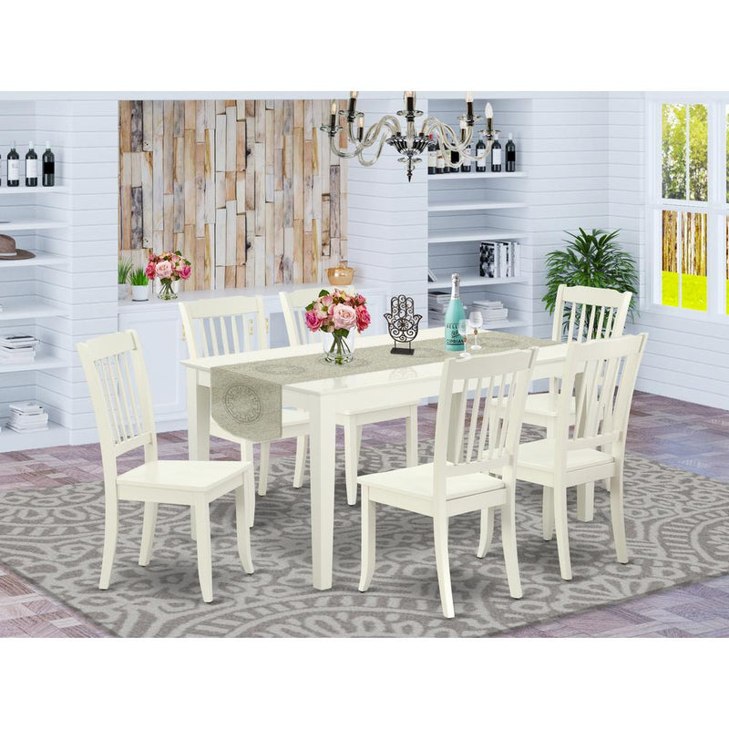 Dining Room Set Linen White CADA7-LWH-W By East West Furniture | Dining Sets | Modishstore