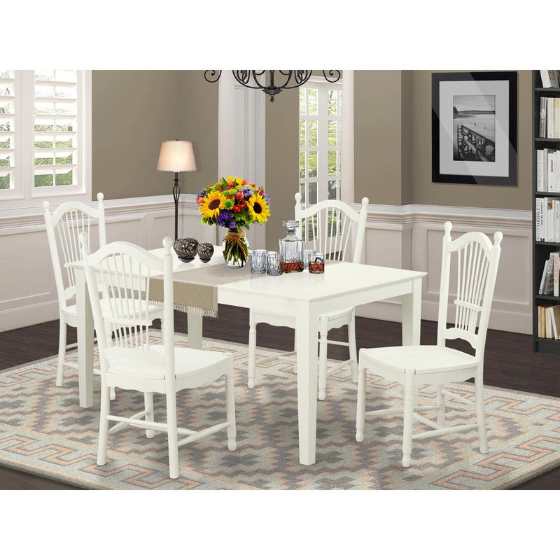 Dining Room Set Linen White CADO5-LWH-W By East West Furniture | Dining Sets | Modishstore