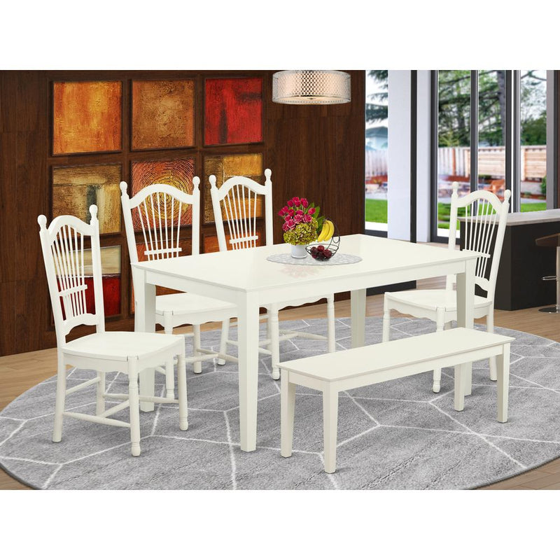 Dining Room Set Linen White CADO6-LWH-W By East West Furniture | Dining Sets | Modishstore