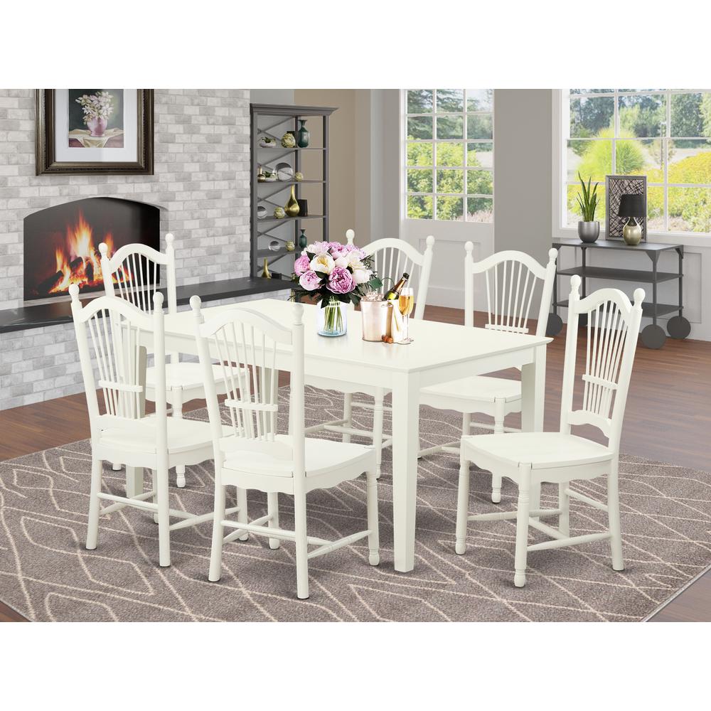 Dining Room Set Linen White CADO7-LWH-W By East West Furniture | Dining Sets | Modishstore