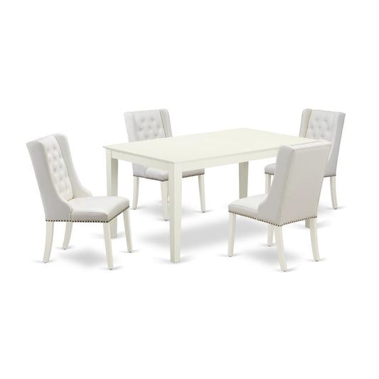 5-Piece Kitchen Dining Set Includes 1 Rectangular Dining Table And 4 Light Grey Dining Chairs  By East West Furniture | Dining Sets | Modishstore