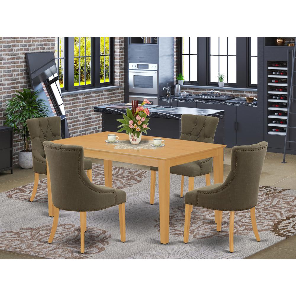 Dining Room Set Oak CAFR5-OAK-20 By East West Furniture | Dining Sets | Modishstore