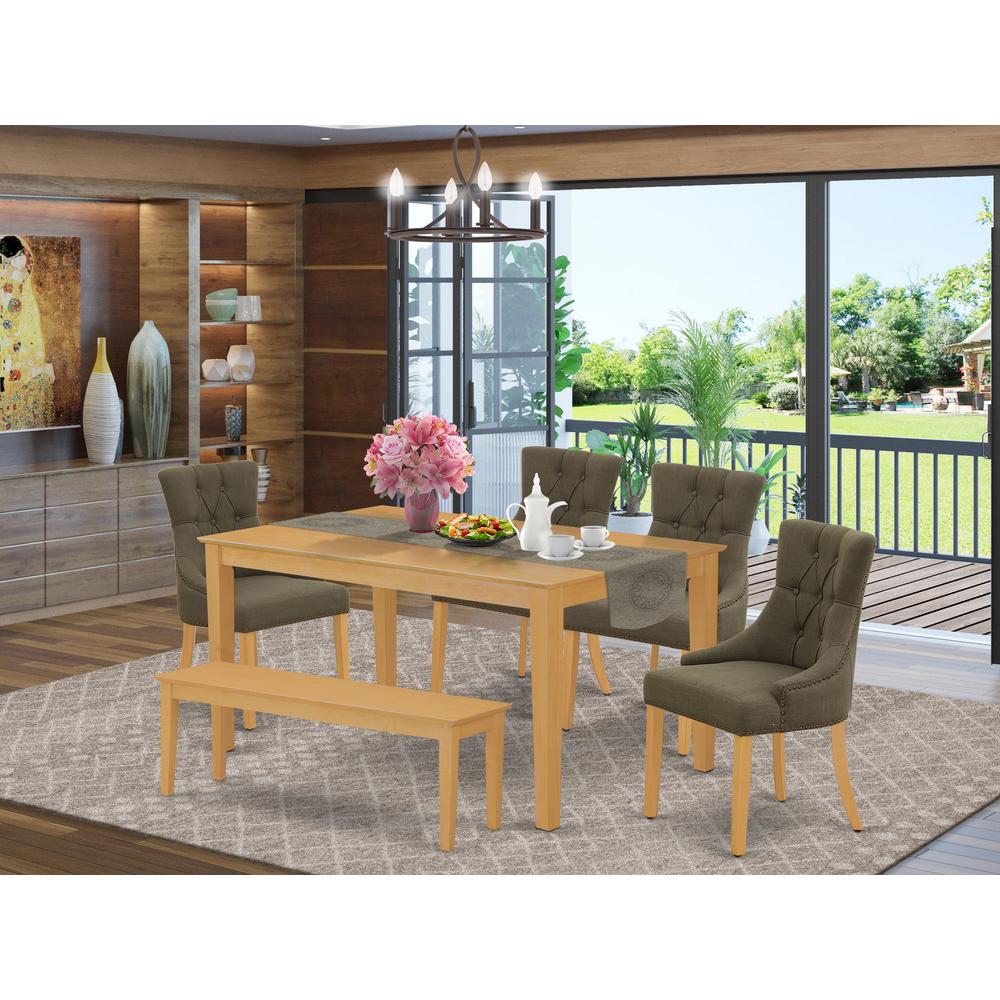 Dining Room Set Oak CAFR6-OAK-20 By East West Furniture | Dining Sets | Modishstore