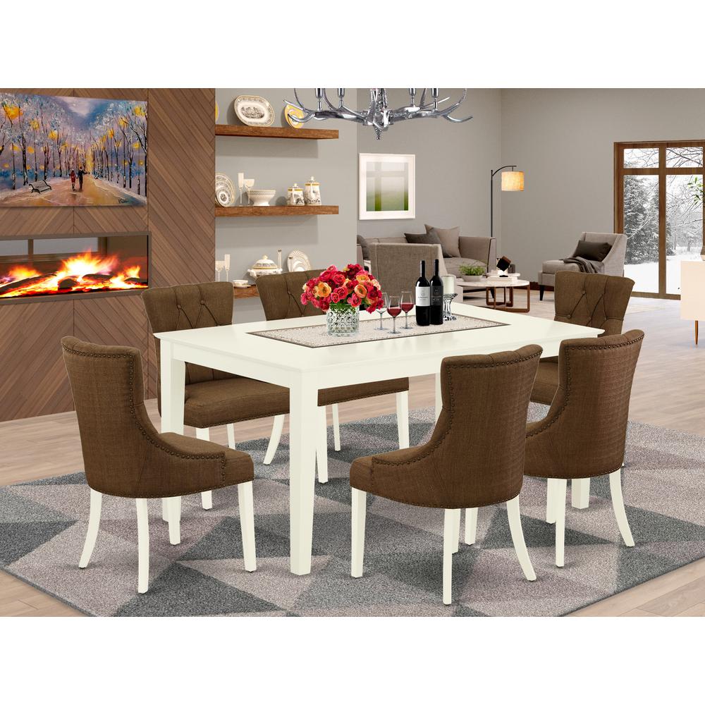 Dining Room Set Linen White CAFR7-LWH-18 By East West Furniture | Dining Sets | Modishstore