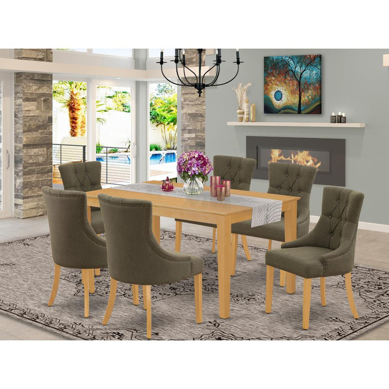 Dining Room Set Oak CAFR7-OAK-20 By East West Furniture | Dining Sets | Modishstore