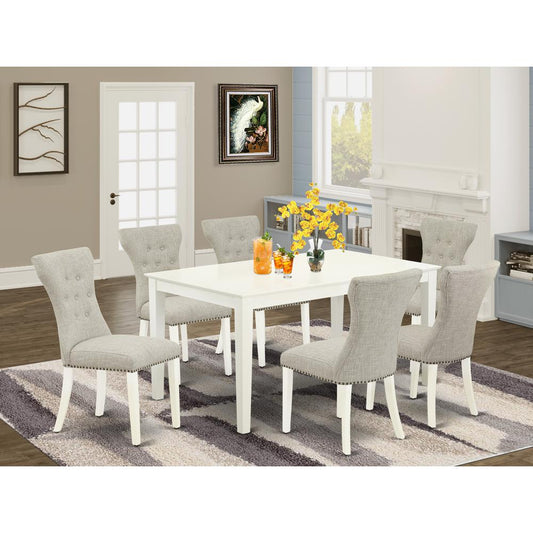Dining Room Set Linen White CAGA7 - LWH - 35 By East West Furniture | Dining Sets | Modishstore