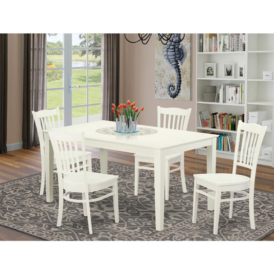 Dining Room Set Linen White CAGR5-LWH-W By East West Furniture | Dining Sets | Modishstore