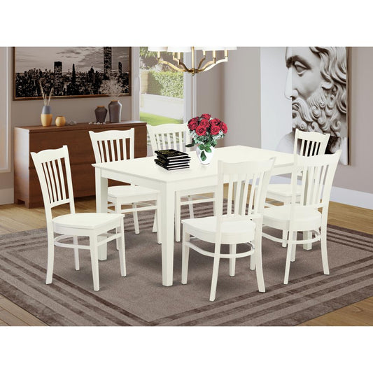 Dining Room Set Linen White CAGR7-LWH-W By East West Furniture | Dining Sets | Modishstore