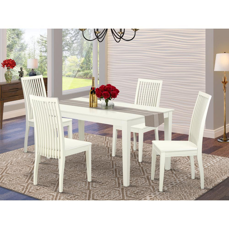 Dining Room Set Linen White CAIP5-LWH-W By East West Furniture | Dining Sets | Modishstore