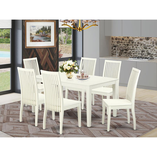 Dining Room Set Linen White CAIP7-LWH-W By East West Furniture | Dining Sets | Modishstore