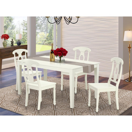 Dining Room Set Linen White CAKE5-LWH-W By East West Furniture | Dining Sets | Modishstore