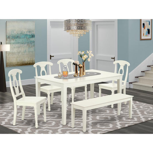 Dining Room Set Linen White CAKE6-LWH-W By East West Furniture | Dining Sets | Modishstore