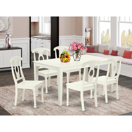 Dining Room Set Linen White CAKE7-LWH-W By East West Furniture | Dining Sets | Modishstore