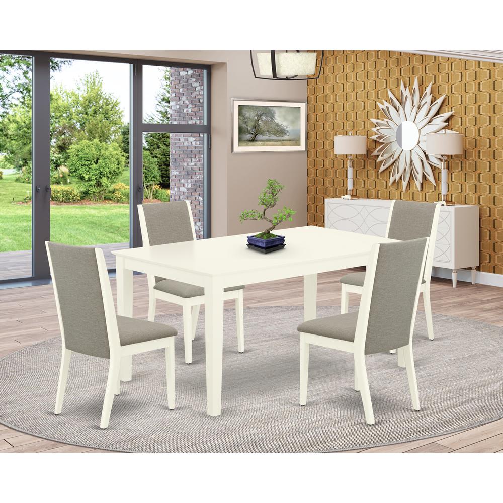 Dining Room Set Linen White CALA5 - LWH - 06 By East West Furniture | Dining Sets | Modishstore
