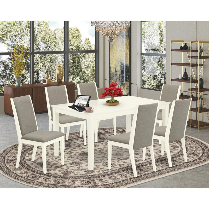 Dining Room Set Linen White CALA7-LWH-06 By East West Furniture | Dining Sets | Modishstore