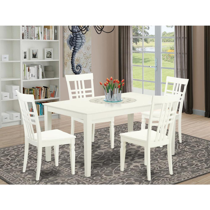 Dining Room Set Linen White CALG5-LWH-W By East West Furniture | Dining Sets | Modishstore