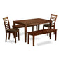 5 Pc Dining Room Set-Dining Table And 2 Chairs And 2 Benches By East West Furniture | Dining Sets | Modishstore - 2
