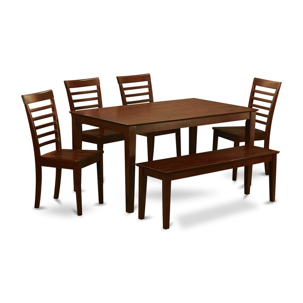 6 Pc Dining Table With Bench-Kitchen Table And 4 Chairs For Dining Room And The Bench By East West Furniture | Dining Sets | Modishstore - 2