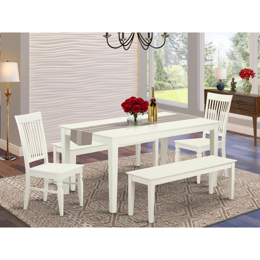 Dining Room Set Linen White CANO5C-LWH-W By East West Furniture | Dining Sets | Modishstore