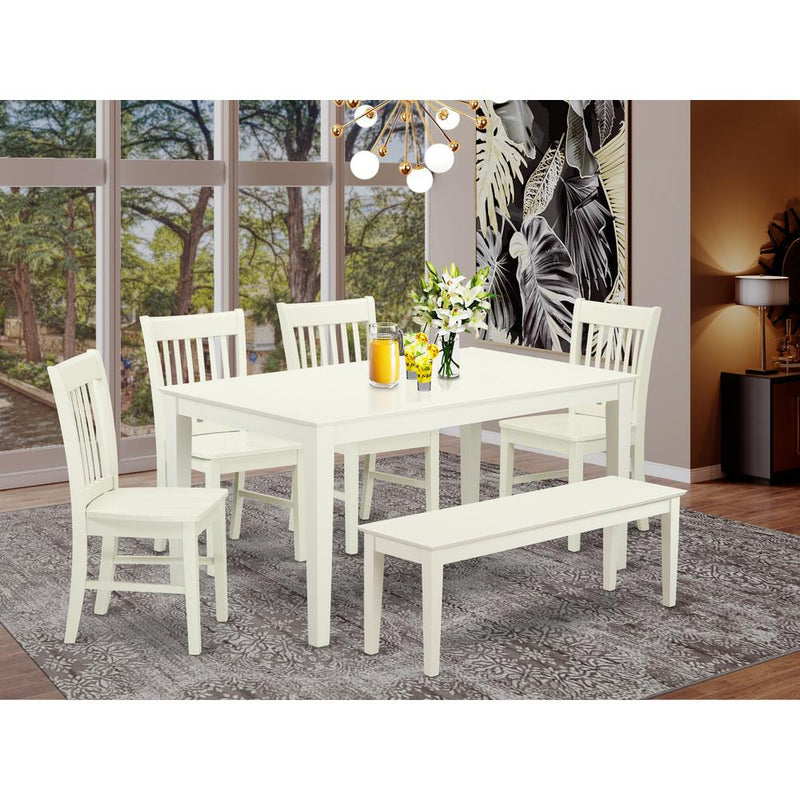 Dining Room Set Linen White CANO6-LWH-W By East West Furniture | Dining Sets | Modishstore