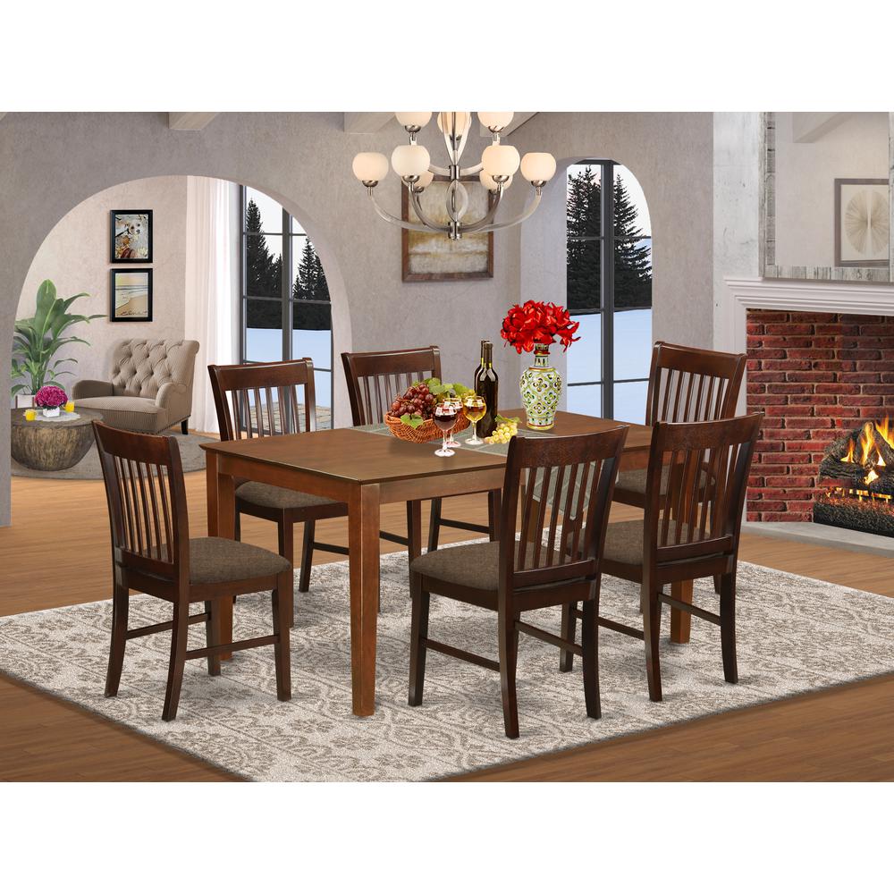 Cano7-Mah-C 7 Pc Dining Room Set-Dining Table And 6 Dining Chairs By East West Furniture | Dining Sets | Modishstore - 2