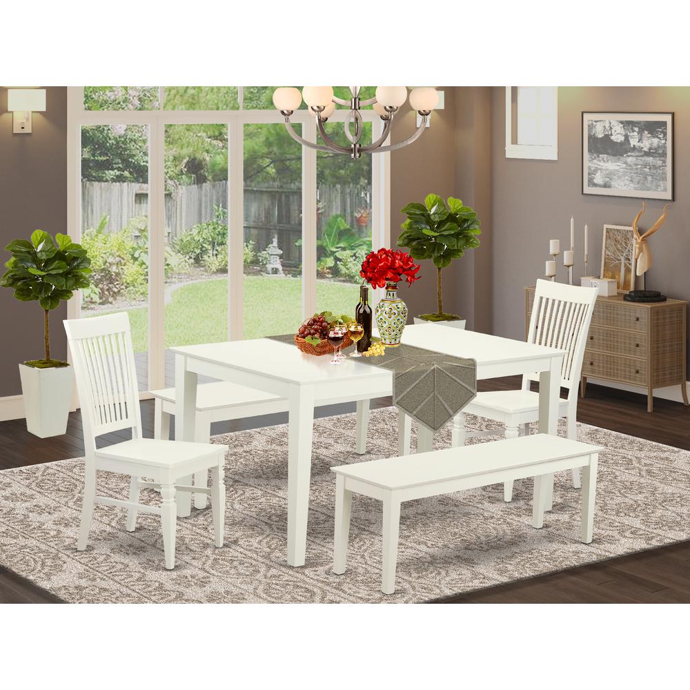 Dining Room Set Linen White CAWE5C-LWH-W By East West Furniture | Dining Sets | Modishstore