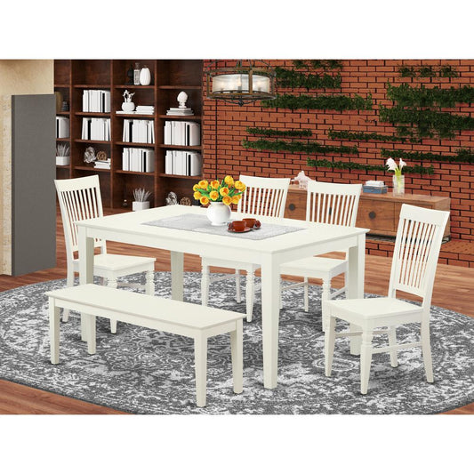 Dining Room Set Linen White CAWE6-LWH-W By East West Furniture | Dining Sets | Modishstore