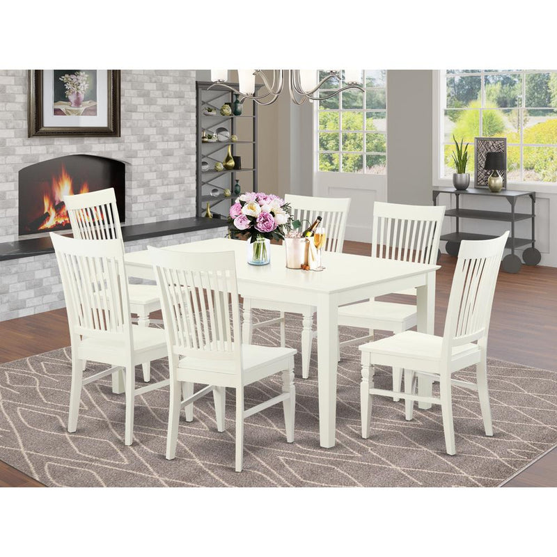 Dining Room Set Linen White CAWE7-LWH-W By East West Furniture | Dining Sets | Modishstore