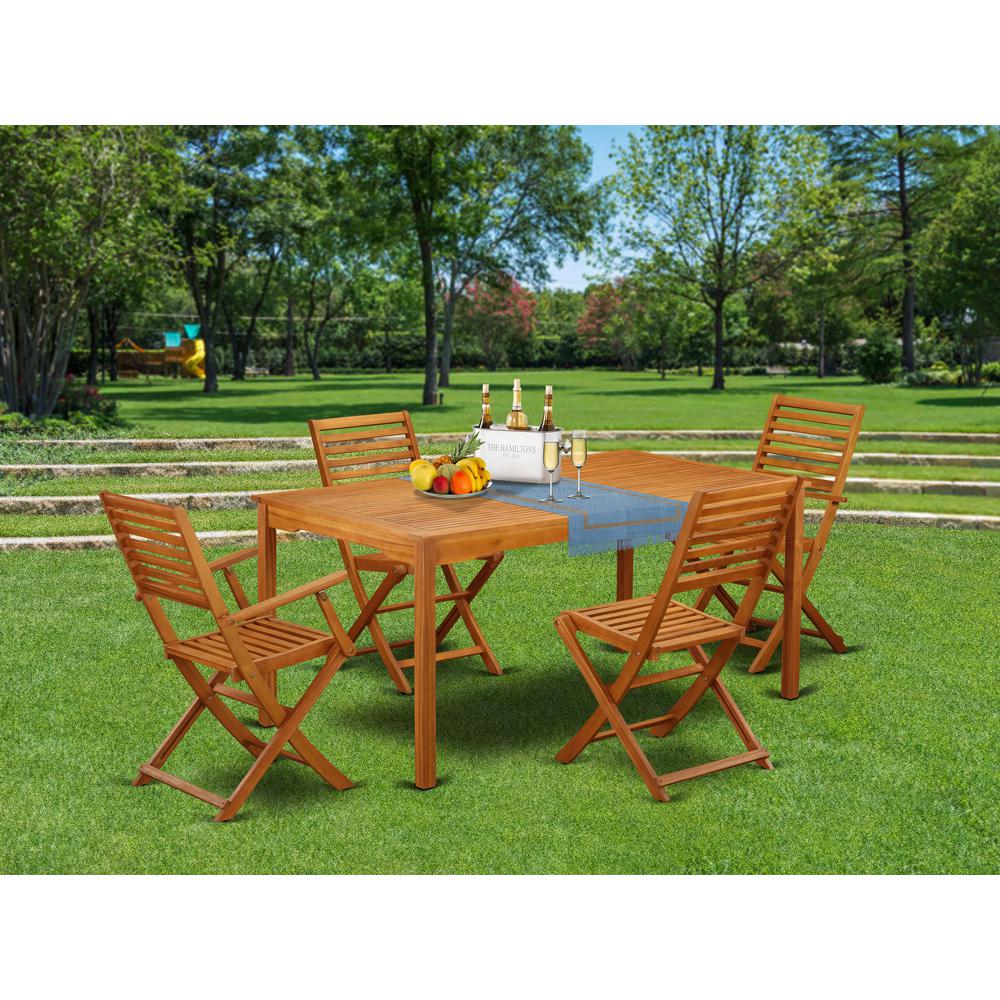 Wooden Patio Set Natural Oil CMBS52CANA By East West Furniture | Outdoor Dining Sets | Modishstore