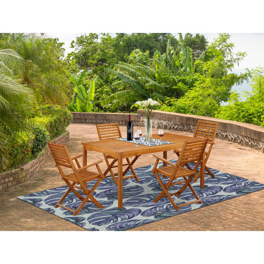 Wooden Patio Set Natural Oil CMBS5CANA By East West Furniture | Outdoor Dining Sets | Modishstore