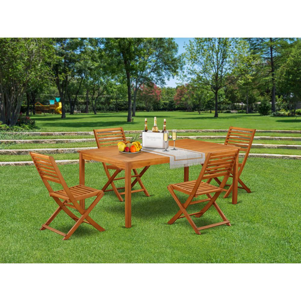 Wooden Patio Set Natural Oil CMBS5CWNA By East West Furniture | Outdoor Dining Sets | Modishstore