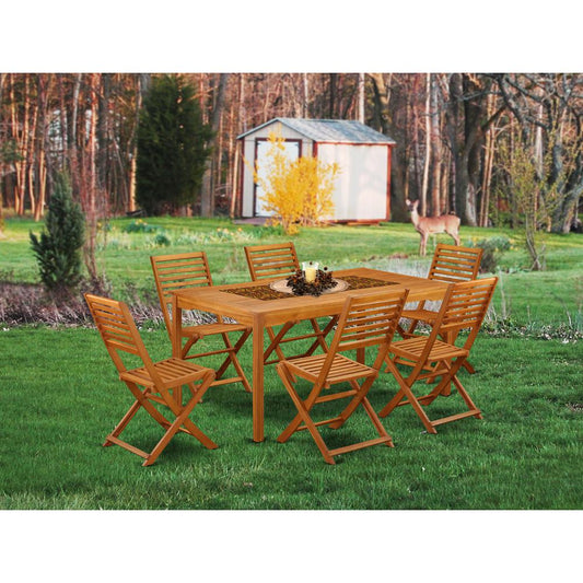 Wooden Patio Set Natural Oil CMBS7CWNA By East West Furniture | Outdoor Dining Sets | Modishstore