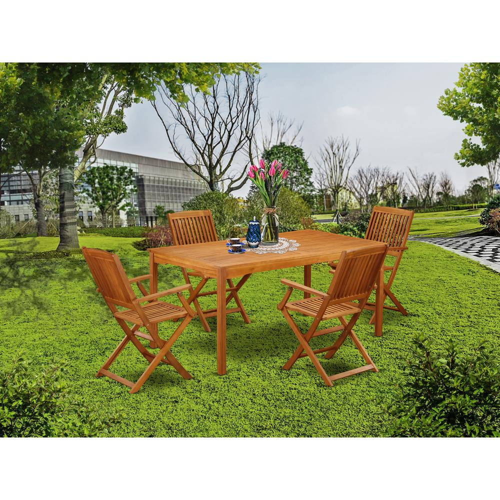 Wooden Patio Set Natural Oil CMCM5CANA By East West Furniture | Outdoor Dining Sets | Modishstore