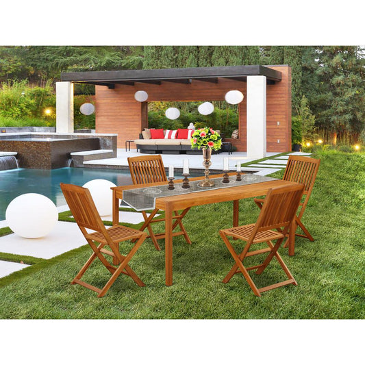 Wooden Patio Set Natural Oil CMCM5CWNA By East West Furniture | Outdoor Dining Sets | Modishstore