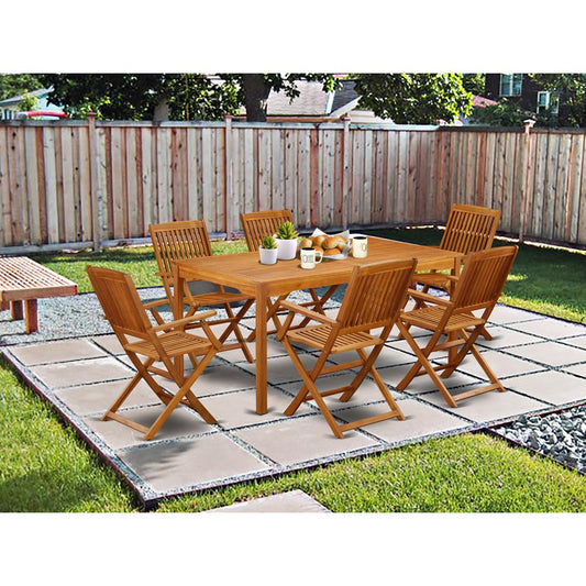 Wooden Patio Set Natural Oil CMCM7CANA By East West Furniture | Outdoor Dining Sets | Modishstore