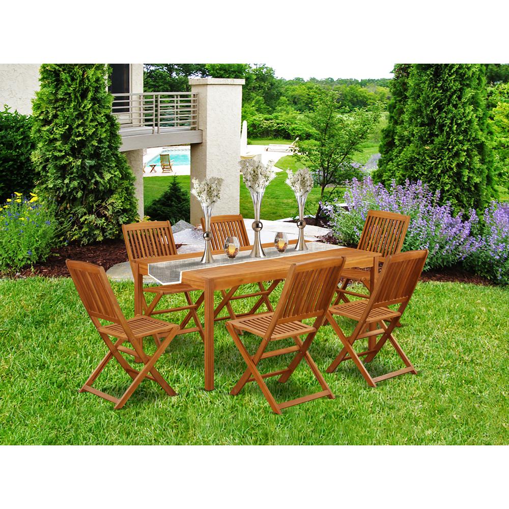 Wooden Patio Set Natural Oil CMCM7CWNA By East West Furniture | Outdoor Dining Sets | Modishstore
