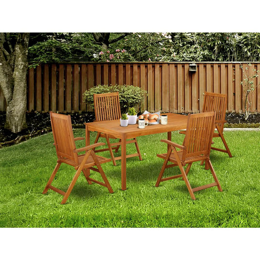 Wooden Patio Set Natural Oil CMCN5NC5N By East West Furniture | Outdoor Dining Sets | Modishstore