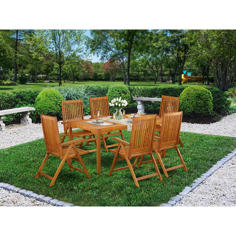 Wooden Patio Set Natural Oil CMCN7NC5N By East West Furniture | Outdoor Dining Sets | Modishstore