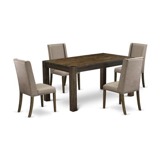 5-Pc Dining Room Table Set- 4 Padded Parson Chairs And Dining Tables By East West Furniture | Dining Sets | Modishstore
