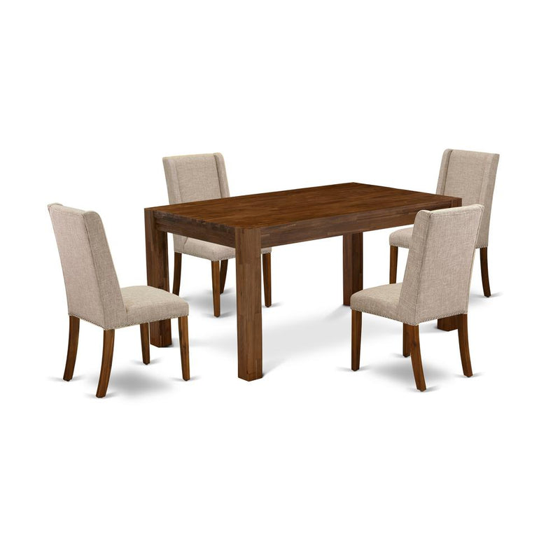 5-Pc Dining Room Table Set- 4 Padded Parson Chairs And Dining Tables By East West Furniture | Dining Sets | Modishstore - 4