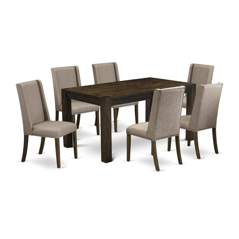 7-Piece Dining Room Set- 6 Parson Chairs And Dining Tables By East West Furniture | Dining Sets | Modishstore