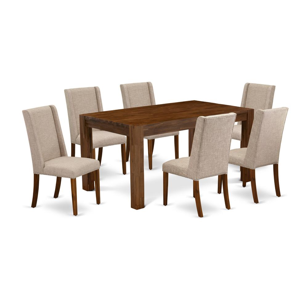 7-Piece Dining Room Set- 6 Parson Chairs And Dining Tables By East West Furniture | Dining Sets | Modishstore - 4