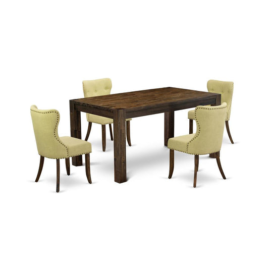 5-Piece Kitchen Dining Room Set- 4 Padded Parson Chairs And Dining Tables By East West Furniture | Dining Sets | Modishstore