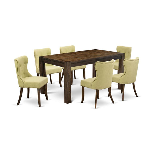 7-Pc Modern Dining Table Set- 6 Parson Dining Chairs And Dining Tables By East West Furniture | Dining Sets | Modishstore