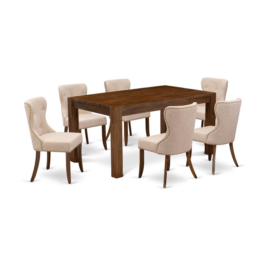 7-Pc Modern Dining Table Set- 6 Parson Dining Chairs And Dining Tables By East West Furniture | Dining Sets | Modishstore - 4
