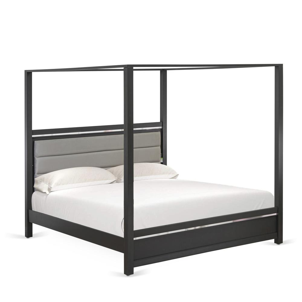 1-Piece Denali King Bed Frame For A King Size Bedroom Set - Brushed Gray Finish By East West Furniture | Bedroom Sets | Modishstore - 3