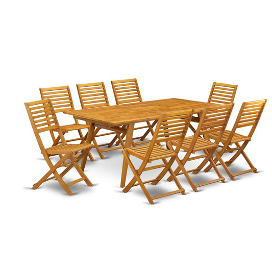 9-Pc Small Patio Table Set- 8 Patio Chairs Ladder Back And Patio Table And Rectangle Top And Dining Tables By East West Furniture | Outdoor Dining Sets | Modishstore